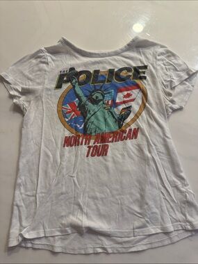Chaser The Police North American Tour Vintage Style Graphic Tee White Size L